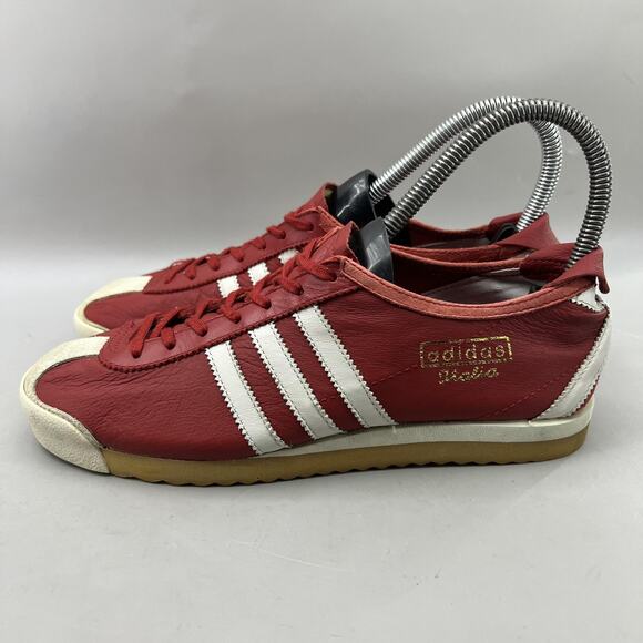 Adidas Italia Vintage Shoes Women Size 7 Red White Gum Leather Trainer Sneakers - Picture 3 of 8